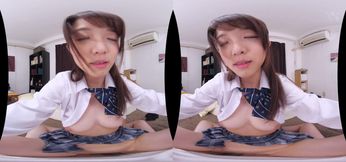 Alluring Japanese teen seductress VR adult scene