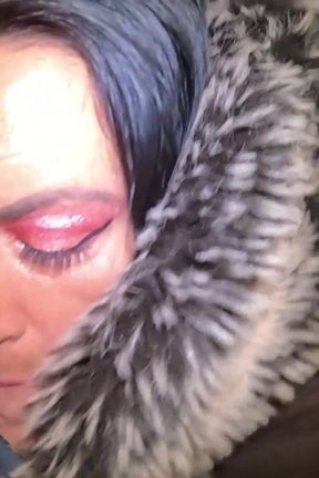 Midnight Blowjob in Stockings &amp; Shearling Coat - Public Tease 295