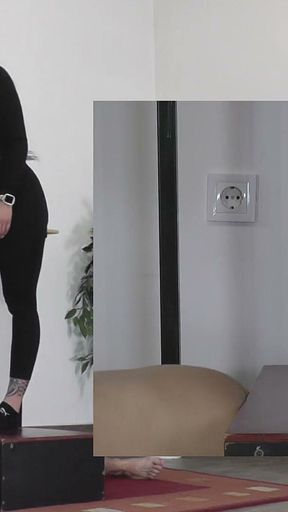 Mistress Cleo in Puma Socks Trample His Slave to Orgasm Pp