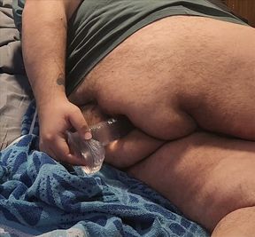 Fattie tries new 15 inch Anal Dildo