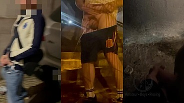 Homemade compilation of amateur boys caught peeing in the street