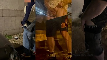 Homemade compilation of amateur boys caught peeing in the street