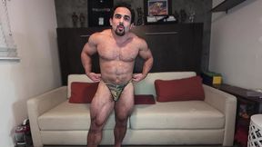muscular guy farts and sniffs thongs and underwear