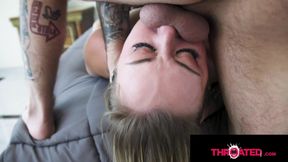 Throated - Nasty Fishnet Blondie Babe Loves Getting Face F