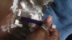 Curly MILF Gets Shaved Smooth Before Massive Facial