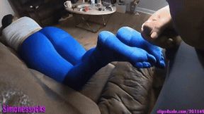 BTS blue on Blue booty & toe socks (Massive Cumshot)