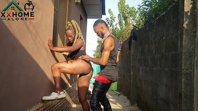 Jasmine Candy Is a slutty neighbor  She had a quick sex with her neighbors Outdoors behind the windows
