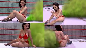 Giantess farting while crushing the skinny little guy sitting on top (second round) - animation