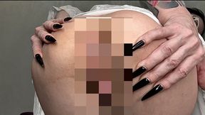 Pussy and asshole worship close ups, ass and pussy spreading, face visible and white stockings lingerie on me