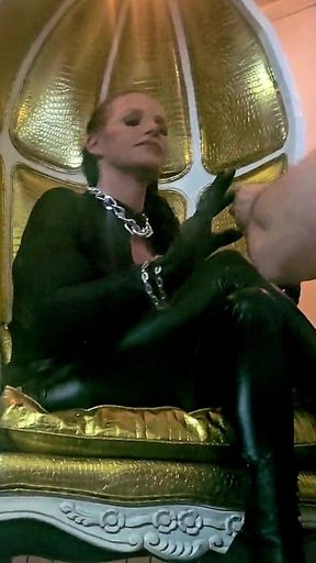 Stina Stone Femdom Smoking Human Ashtray Spitting Humiliation by German Mistress in Leather Gloves