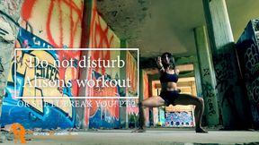 Do not disturb Alison's workout or she'll break you! pt2