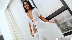 Asiatic transvestite natty a jerks her shecock