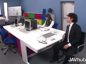 Office Sex: Aiko Endo Suckles His Cock Before Wild Desk Fuck Action