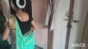 Indian Wife Getting Ready in Green Saree. Part 1