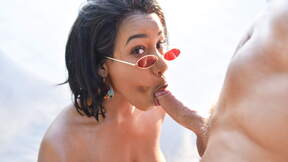 Titty oily bikini black milks shaft outdoors