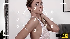 Rim4k. lovely lassie caresses booty and boner of expensive camera operator