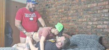 Fucking husband and friend in threesome
