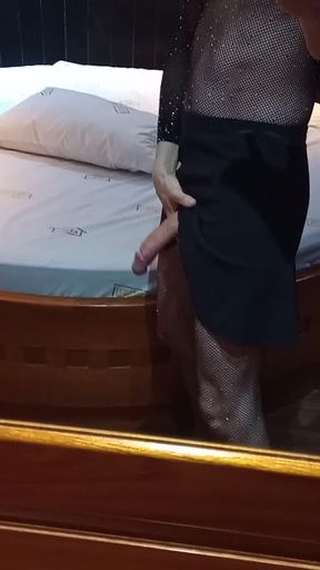 with a hard dick under her skirt