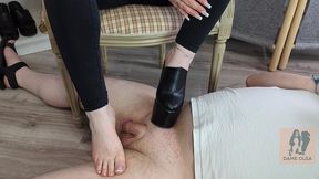 shoejob in wedge clogs: shoeplay, walking, shoe fetish and cum on shoes - dame olga 4k (738)