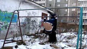 training in my yard winter