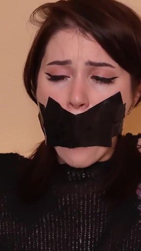 Duck Tape and Gag Ball Masturbation