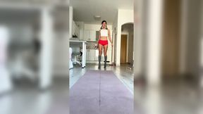 Oily yoga babe gets creampied