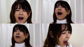 RISA - CLOSE-UP of Japanese cute girl YAWNING