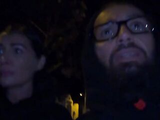 a hot lady at night sexy and walking around the street