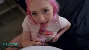 Pretty Plump Pink-haired PAWG Eva Nyx Let Her Step-bro Fuck Her Hard When He Caught Her Masturbating