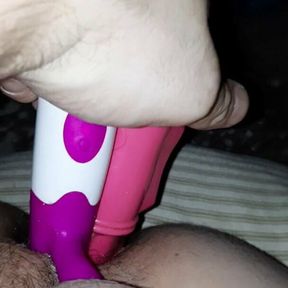 2 dildos pumping my creamy ass