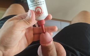 Beautiful Penetration of Motorcycle Oil Into the Glans