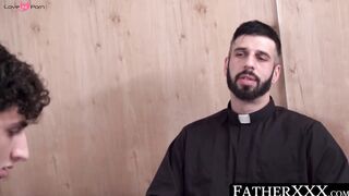 FatherXXX.com - Bearded priest of faith teases and raw fucks a young, curious catholi