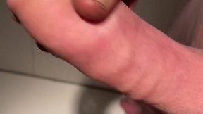 Uncut man with long foreskin cumshot