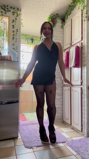She's Not There Striptease in Stockings