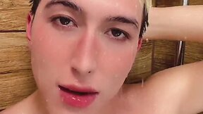 Lustful shower and cum with a femboy