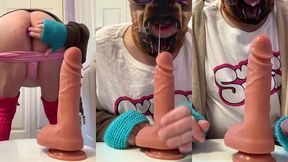 watch the gay dog man slurp up his cummies