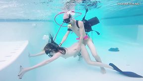 Kinky gal with oxygen tanks Monica fucks underwater mad