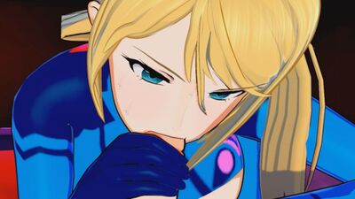 Samus in tight blue outfit chugs dick and rides like a pro in steamy hentai