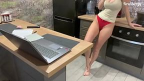 Kitchen Whore Boobs: Juicy MILF gets slammed on the counter, sloppy topless fuck fest