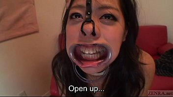 Subtitled bizarre Japanese facial destruction blowjob