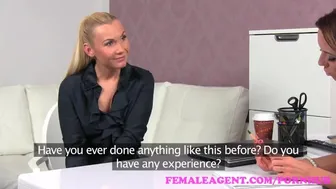 Blonde boss teaches her agent seduction in a steamy office encounter