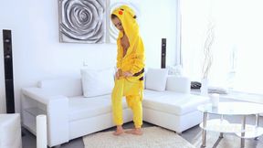 Amazing sexy Pikachu enjoys spreading her wet shaved wide hole
