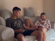 My stepsister won't let me finish a video game until I fuck her first