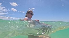MILF Underwater in Sheer White T-shirt No Panties, Bare Pussy &amp; Ass Close-ups