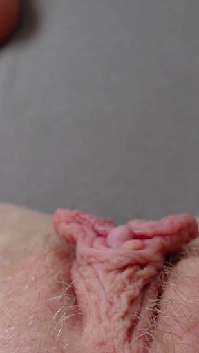 I Pull the Hood off My Clit and Touch It Closeup