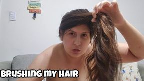 Topless Long Hair Brushing - Slow Hair Play Chubby Girl