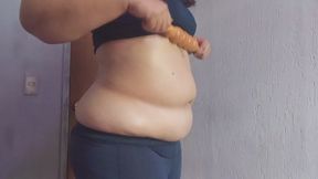 Oiled Belly Massage with Wooden Roller