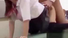 Japanese Teen Blowjob and Creampie with School Teacher in Corridor