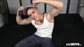 Hunk straight boy Mitchel Jacobson solo flexing muscles