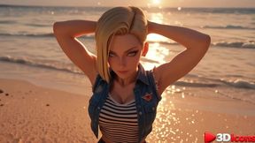 android 18 loves getting fucked on the beach by a black guy while her boyfriend is away [ai]